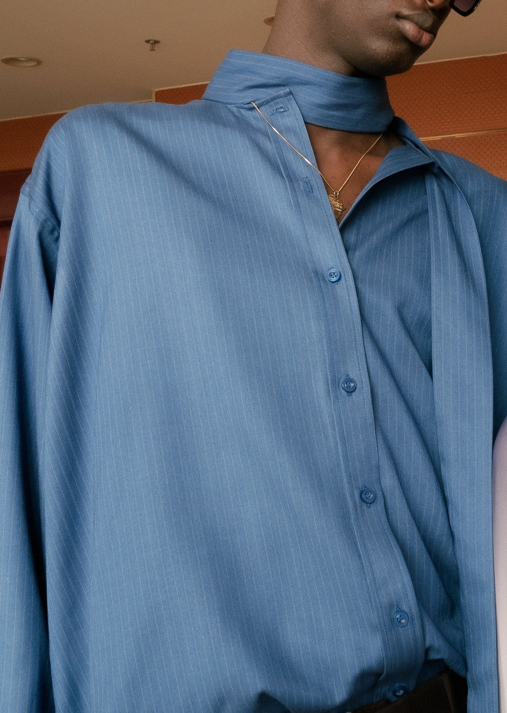 Lavallière Shirt in Striped Blue