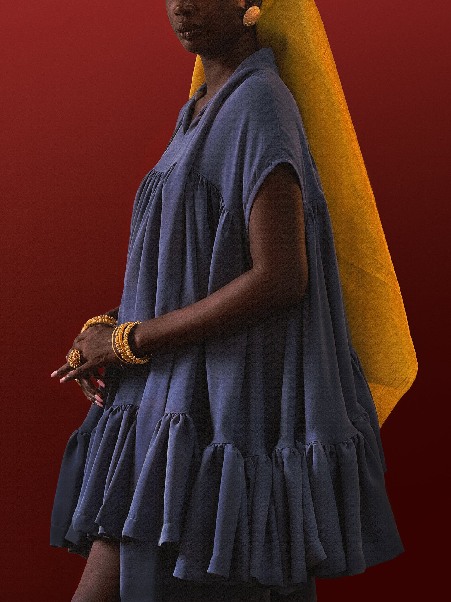 Oceane Ultramarine Crepe Chiffon Dress