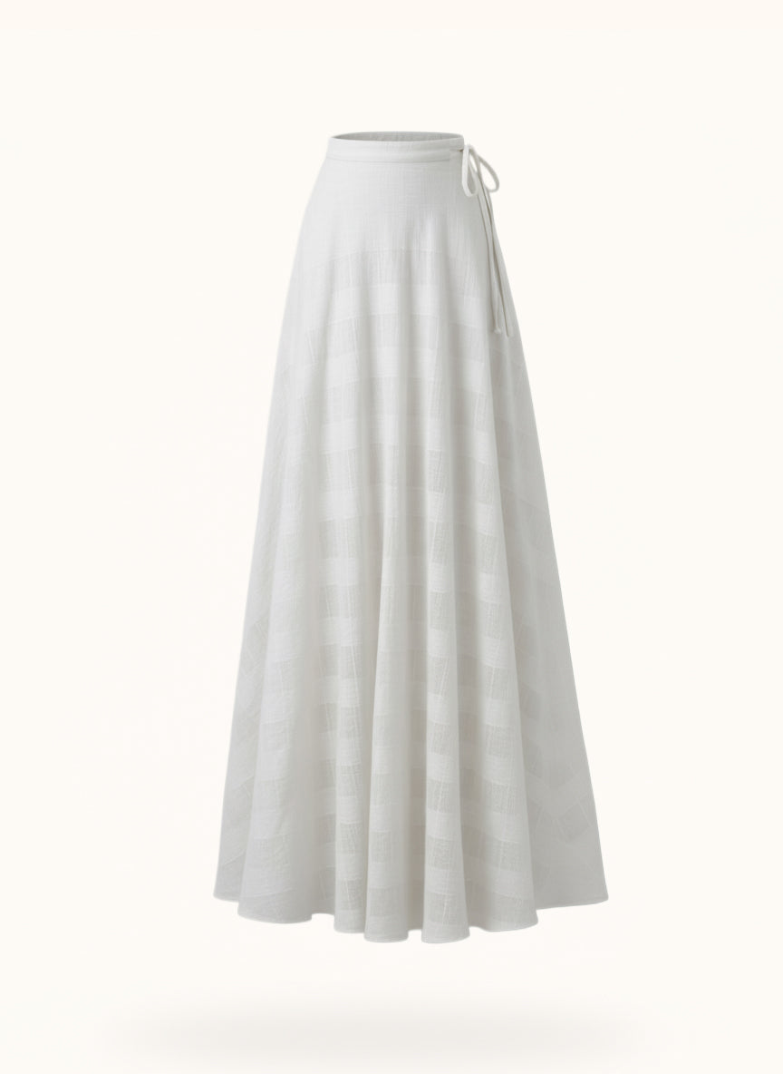 Maxi Cotton Wrap Skirt White