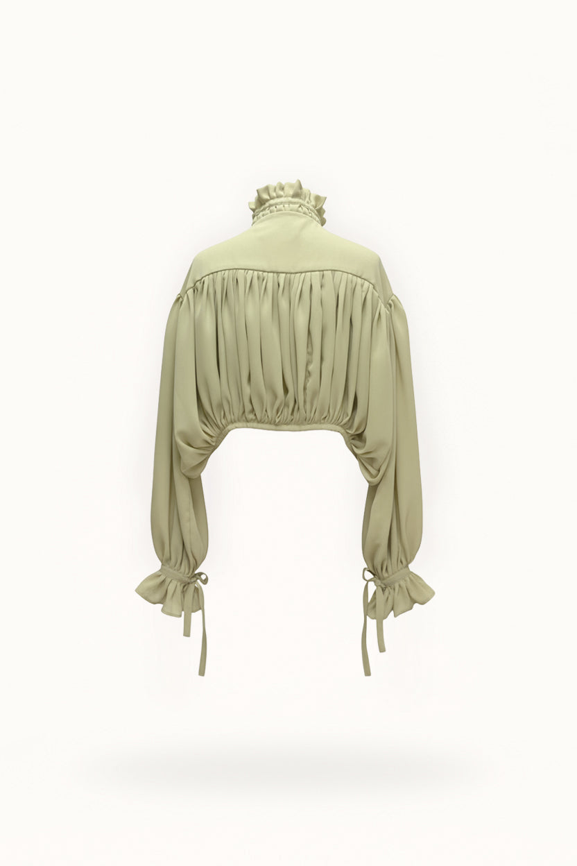 Mously Pleated Blouse Pale Lime