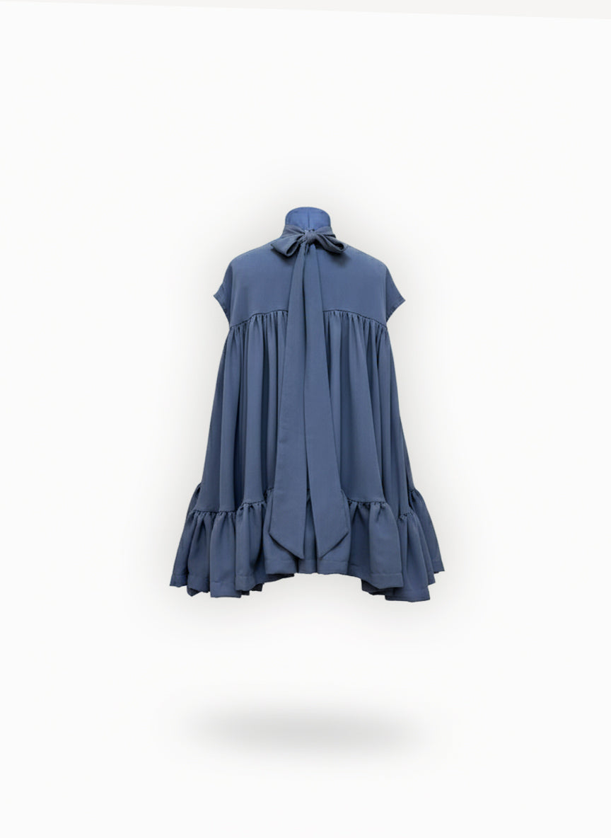 Oceane Ultramarine Crepe Chiffon Dress