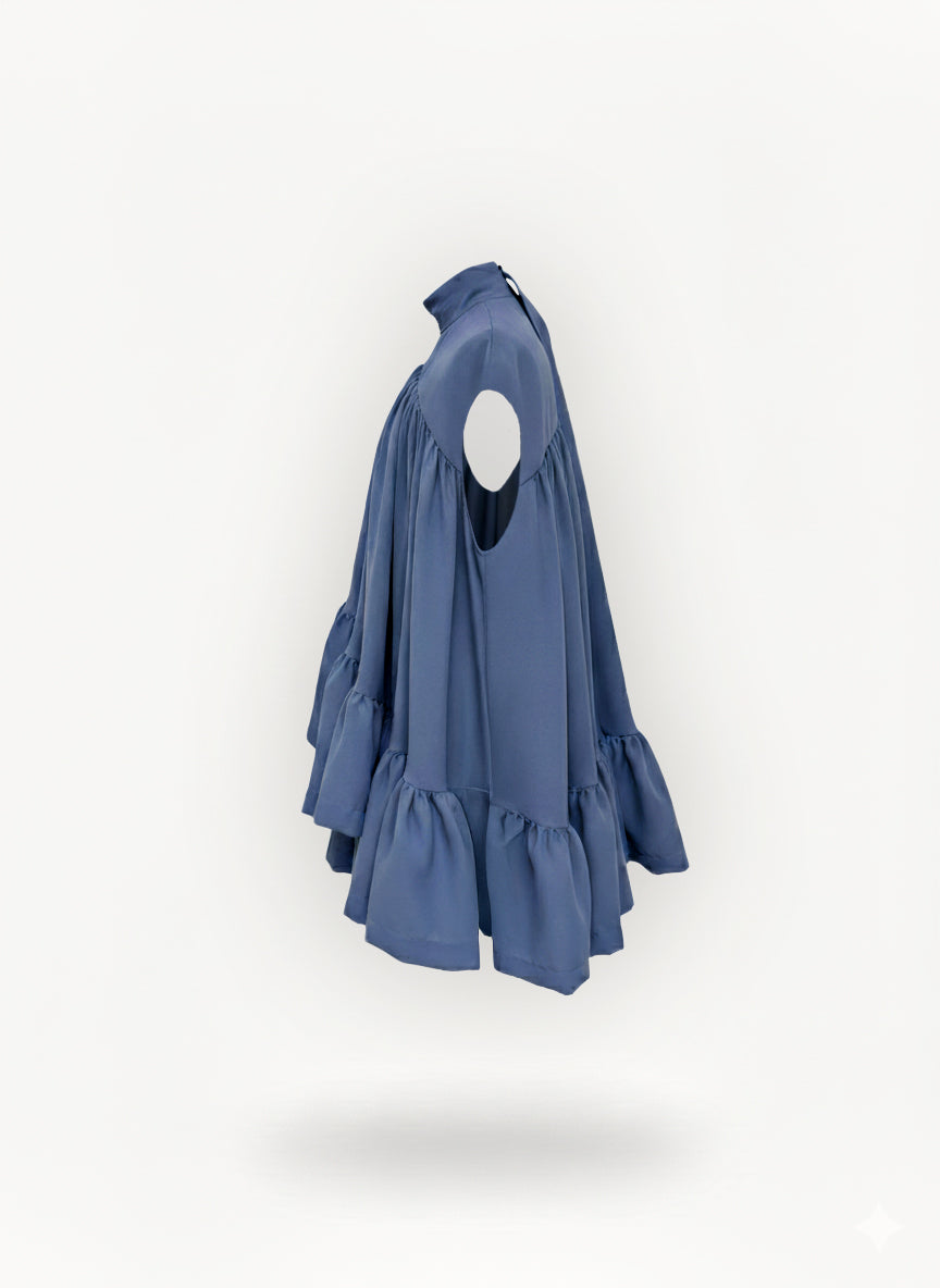 Oceane Ultramarine Crepe Chiffon Dress